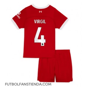 Liverpool Virgil van Dijk #4 Primera Equipación Niños 2023-24 Manga Corta (+ Pantalones cortos)